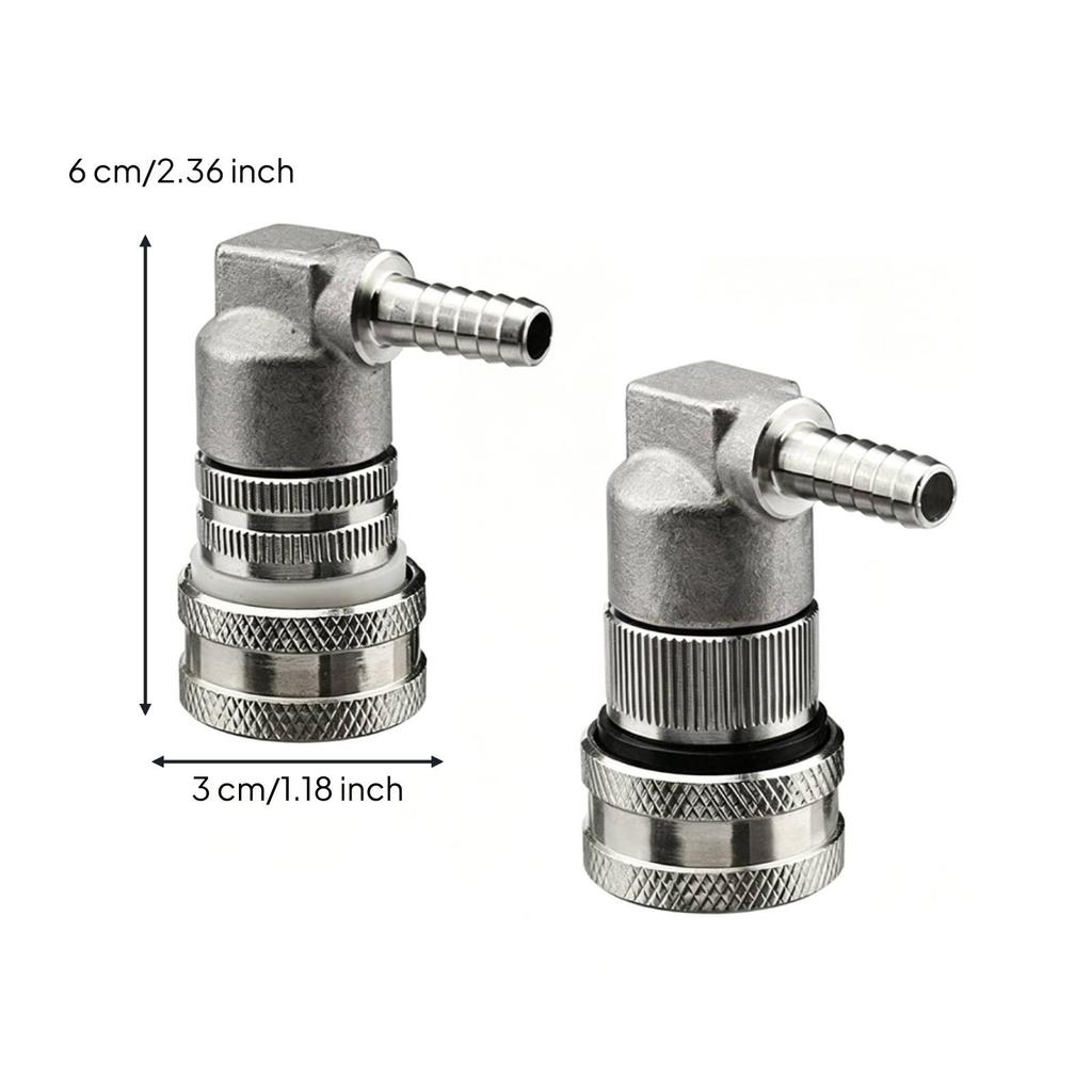 Lock Disconnect with Elbow 90-Degree Keg Fitting Stainless Steel Corny