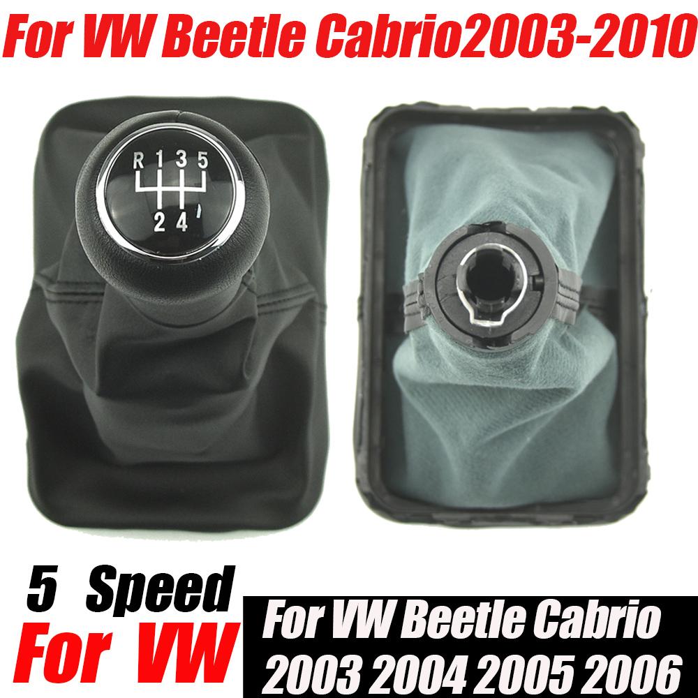 Новая ручка КПП с кожаным чехлом Подходит для VW Beetle 1998 -2010 Подходит для VW Beetle Cabrio 2003-2010 5 Speed Black
