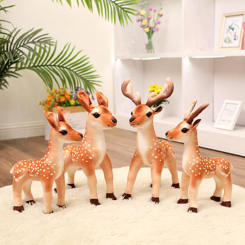 Kleines Hirsch-Plüschtier, lebensechtes Sikawild, weiche Puppe, echtes Stofftierspielzeug für Kinder, Heimdekoration