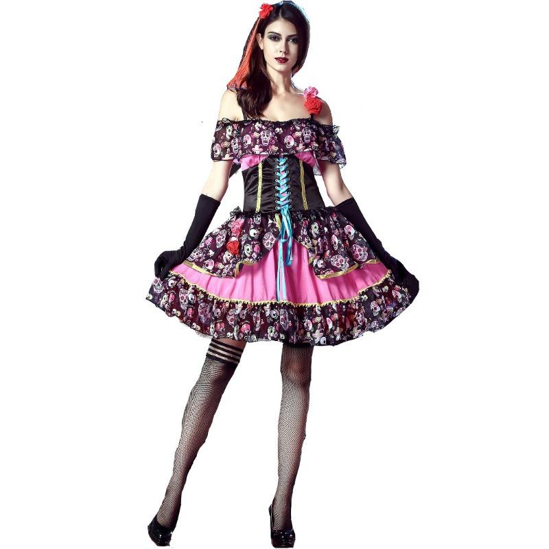 

Костюм на Хэллоуин, комплект игровой формы невесты-призрака с розой, костюм для сценического выступления Average size