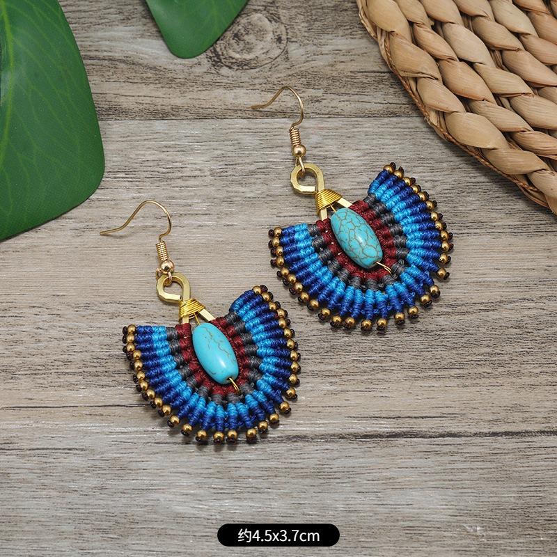 Niche Design Woven Earrings Bohemian Retro Resort Style Personality Temperament Handmade Earrings