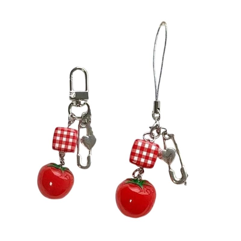 

Elegant Tomato Pendant Key Holder Stylish Tomato Cellphone Charm Fashionable Phone Strap Chain Charm Accessories 1