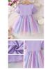 2025 Summer Girls' Gradient Mesh Bow Dress - Short Sleeve Princess Style