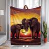 The Perfect Gift for All Seasons: Two Elephants At Sunset Plush Blanket - Ultra-Soft, Warm for All Seasons, Suitable for Travel,