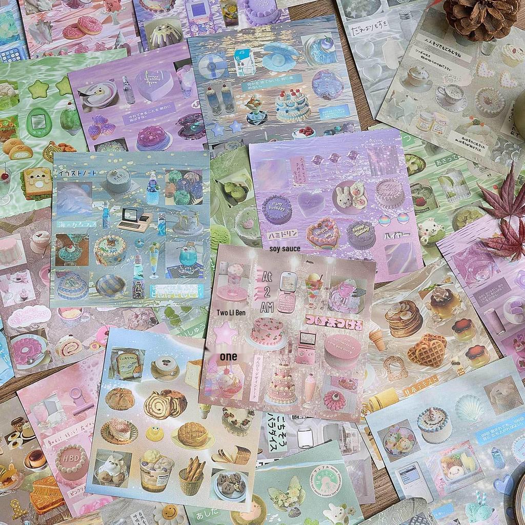 Firework Food Collection: Japanese Retro Die-cut Sticker Book for Journal & DIY Phone Back Cards