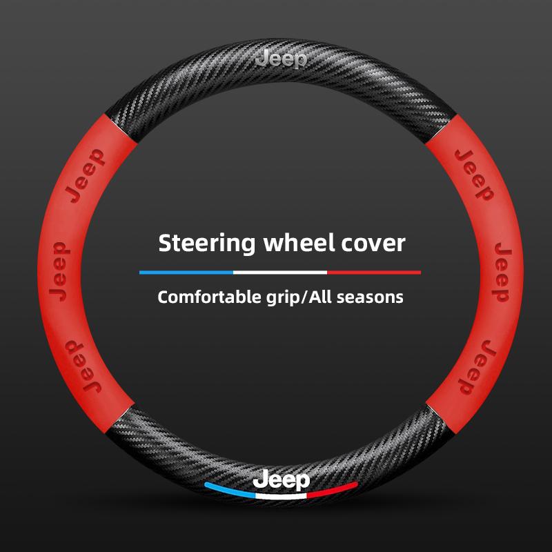 Carbon fiber Leathe Car Steering Wheel Cover For Jeep Grand Cherokee Wrangler JK Gladiator Compass Renegade Patriot Liberty Trai AJY1