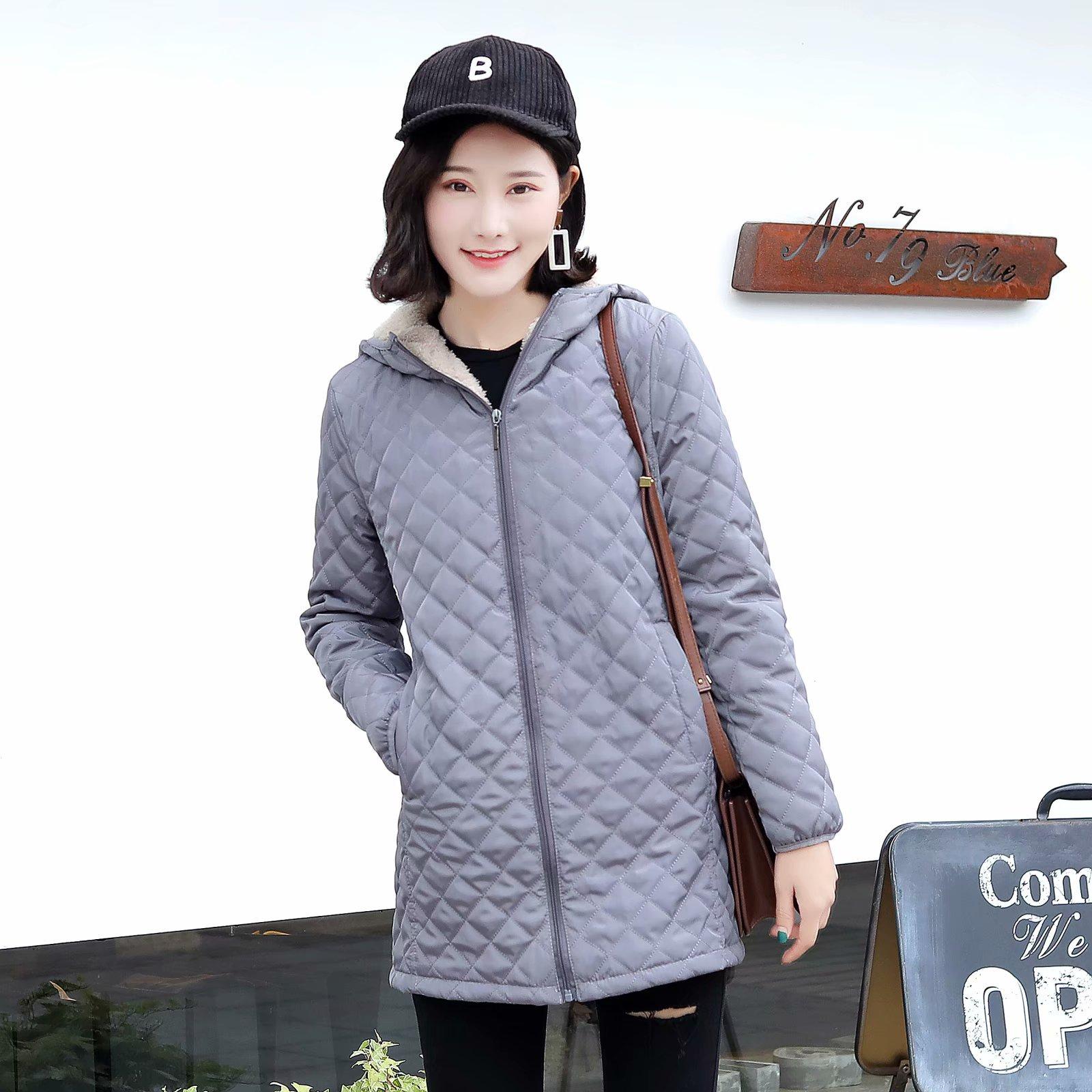 

Женская легкая хлопковая куртка с капюшоном и длинными рукавами, облегающая талию, хлопковая куртка средней длины ярких цветов XXXL светло-серый