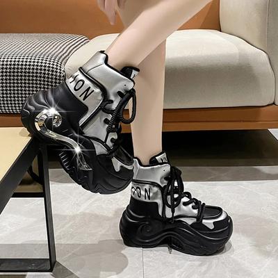Popular Pop Shoes European Station Popular Autumn and Winter New Round Head Women's Shoes Thick Sole Colored High Top ShoesWomen