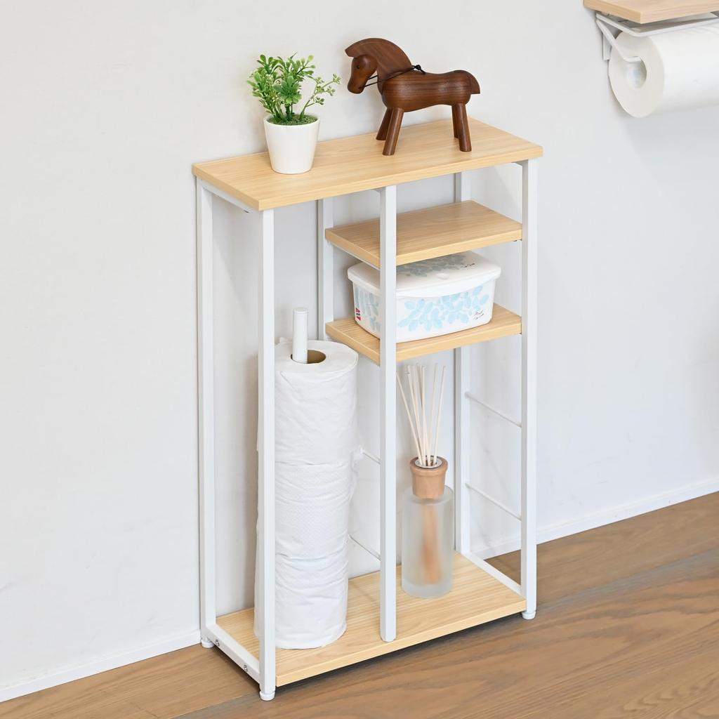YAMAZEN WC regál Úložný prostor na toaletní papír Úzký policový regál Šířka x Hloubka WC 15 x Výška 60 cm Nutná montáž Dřevo Bílá Dřevodekor 35.5