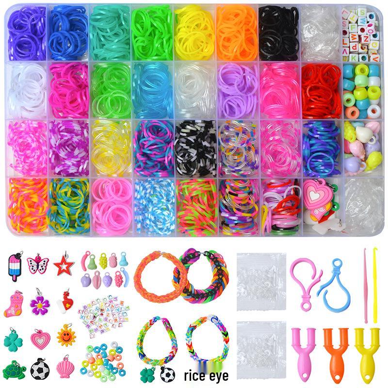 36-Grid Loom Kit: 1600 Rainbow Bands & Weaving Tools for DIY Educational Children's Bracelet Crafts