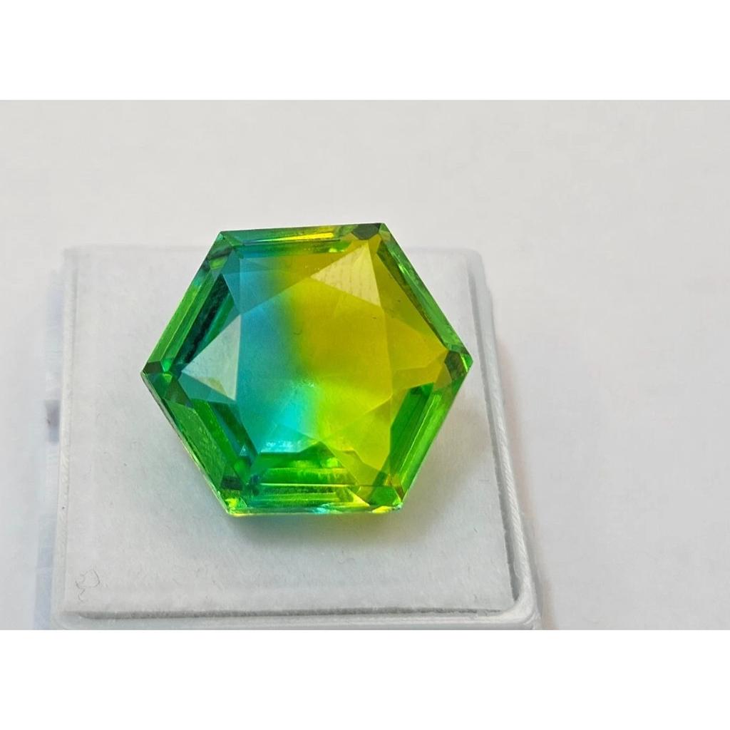 Beautiful Natural Ametrine Bi-Color 20+ Ct Hexagon Cut Certified Loose Gemstone
