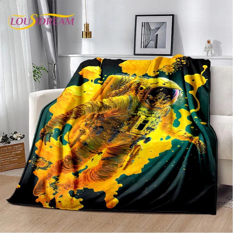 Astronaut Universe Spaceman 3D Outer Space Cartoon Blanket,Soft Throw Blanket for Home Bedroom Bed Sofa Office Cover Blanket Kid