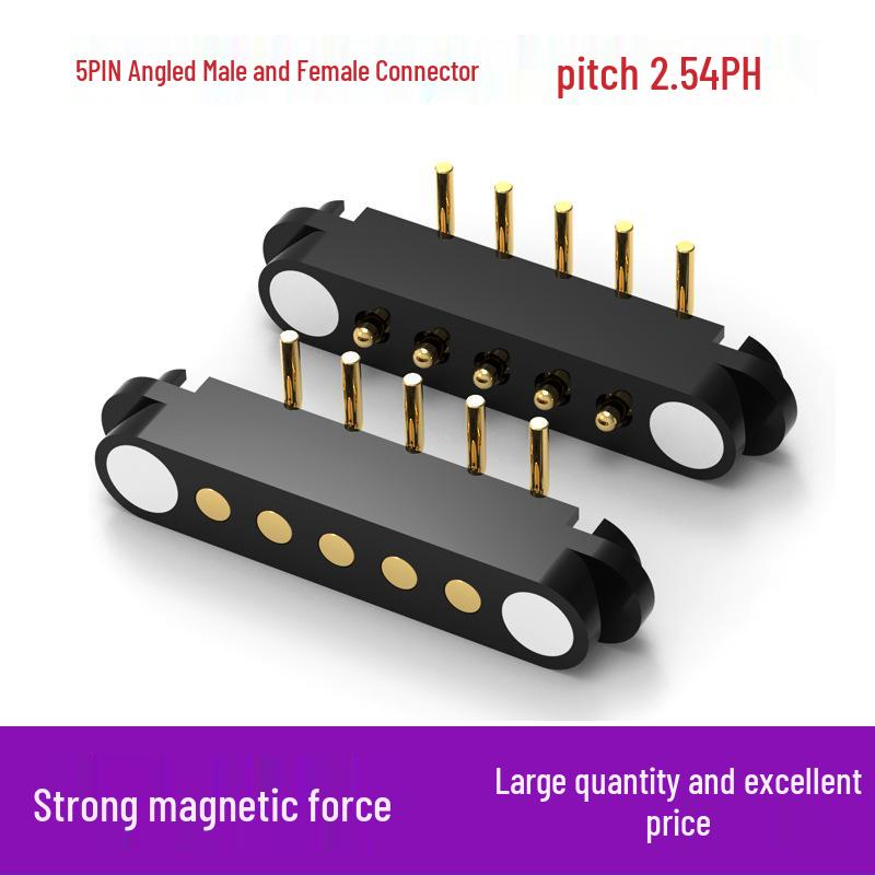 5-Pin Magnetic Connector with Solder Wire and Bend-Resistant Male & Female Gold-Plated Spring Pin Contacts