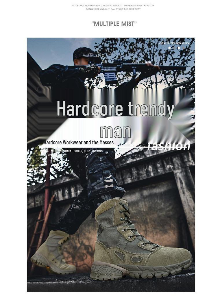 Men's Plus Size Lightweight Combat & Tactical Boots - Puncture-Proof Desert Outdoor Footwear