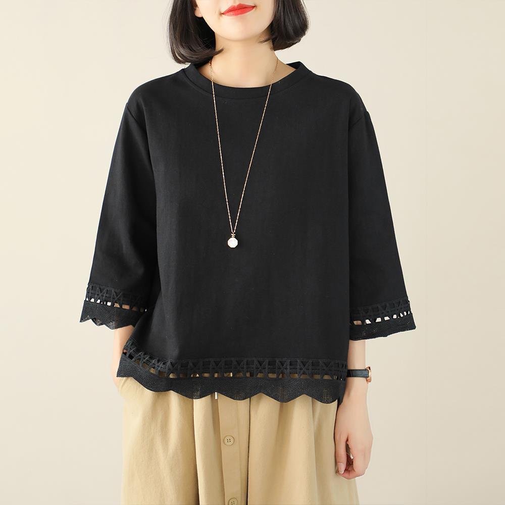 

Жіноча осіння повсякденна універсальна тонка сорочка з вільним низом S чорний