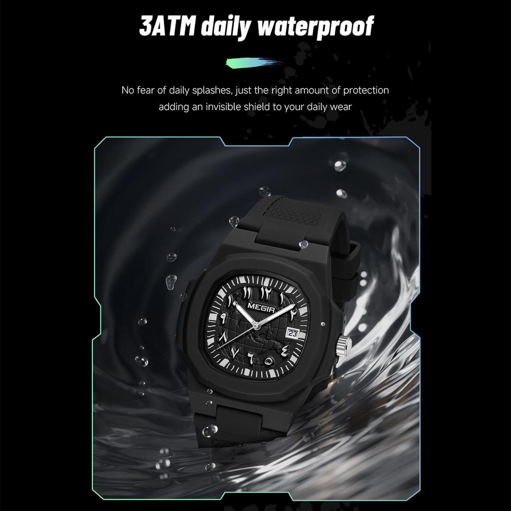 Megir 43MM Irregular Dial Men Watches Quartz Waterproof Sport Casual Wristwatch Clock Date Gifts for Man Montre Homme 8119
