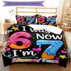 3PC Custom Name Happy 7th Birthday! Bedding Set Printed  Bedding Set Duvet Cover Closure Includes 1 Duvet Cover & 93 Pillowcases for Bedroom