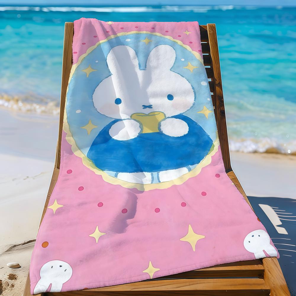 Cute M-Miffy-S Rabbit Kawaii Towel Sports Quick Dry Travel Camping Gear Sandproof Soft Light Large Beach Towel