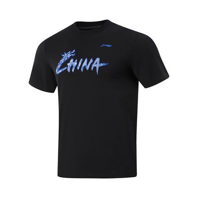 Li Ning Tafeltennis Serie Letter Print Comfortabel Ademend T-shirt met Korte Mouwen Unisex T-shirts AHSU863-1