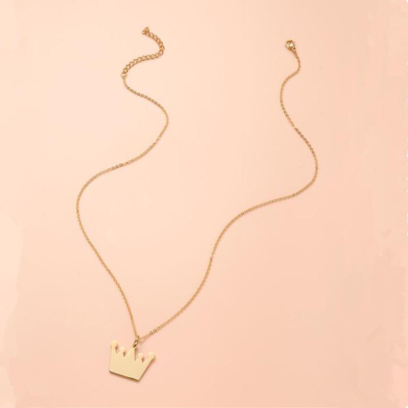 Stylish And Personalized Stainless Steel Crown Pendant Necklace, Simple And Versatile Temperament Collarbone Chain