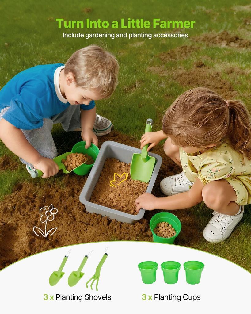 Mud Kitchen, Outdoor Mud Kitchen for Kids, Wood Outdoor Play Kitchens with Spoons, Sink, Sunshade Canopy, Swivel Wheels, Cookware Pots and