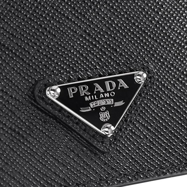 Prada Metal Triangle Logo Six Slot Leather Card Holder Women Card Holder Black 1MC025_QHH_F0632