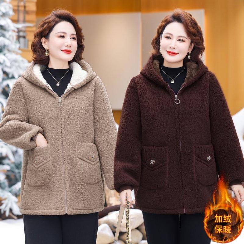 Granular fleece hooded padded jacket, fleece thickened padded jacket, new winter padded jacket