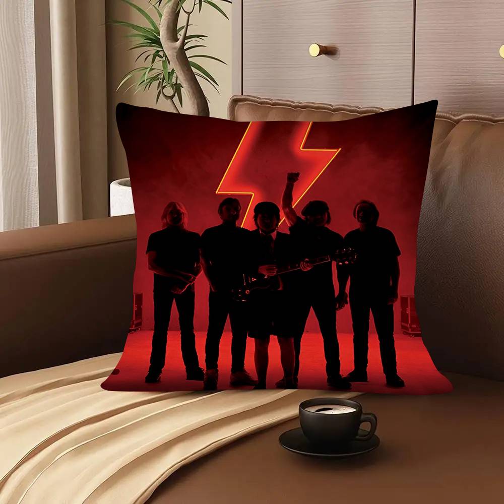 AC DC Vintage Heavy Metal Music Pillow Case Square Pillow Bedroom Sofa Leisure Comfort Cushion Car Living Room Home Decoration