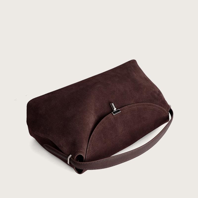 Nischen Design Winter Neu Große Kapazität Pendler Retro Vielseitig Wildleder Leder Einzelne Schulter Echtes Leder Handtasche Umhängetasche