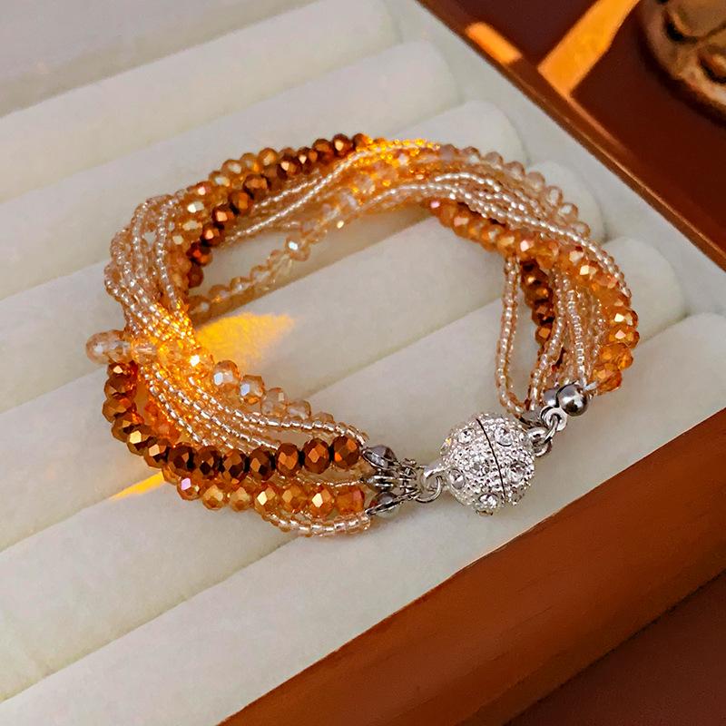 Korean Diamond-Studded Crystal Multi-Layer Wrap-Around Bracelet - Light Luxury Exquisite Bangle with a High-End Elegant Touch.