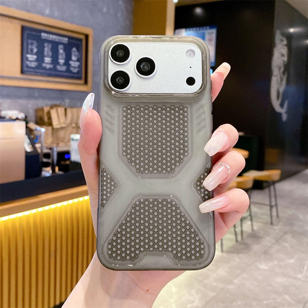 Simple Matte Candy Cooling Mesh Heat Dissipation Phone Case For Apple iPhone 17 16 15 14 13 12 Pro Max 11 XR Breathable Cover