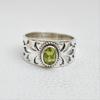 Natural Peridot Ring, Handmade Wide Band Ring, 925 Sterling Silver Ring, Oval Peridot Designer Ring, August Birthstone Ring, Promise Ring