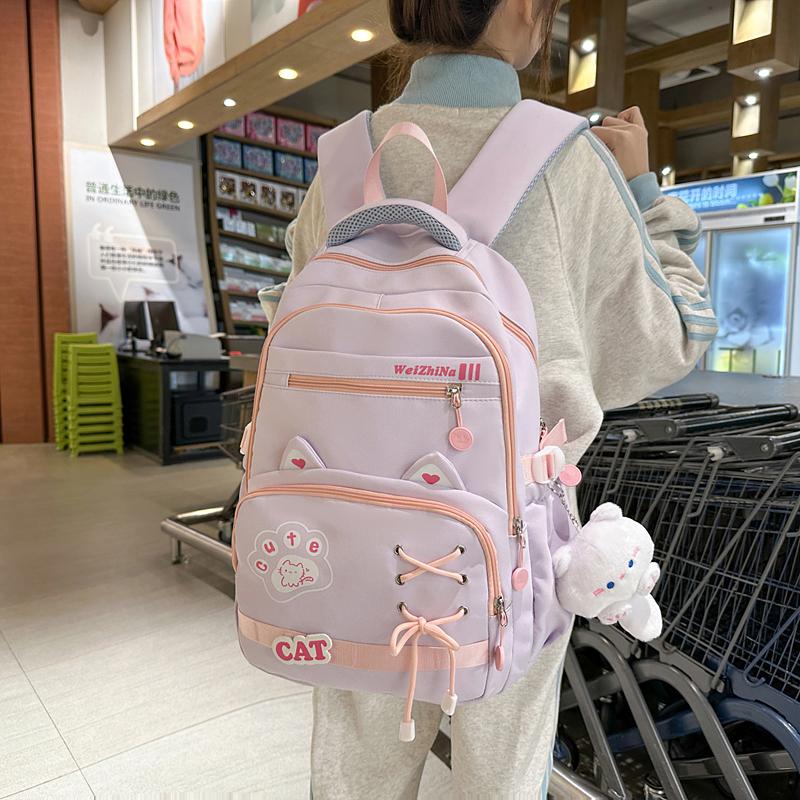 Middle School Student Schoolbag Women's Lightweight Backpack Cartoon Cat Large Capacity Backpack