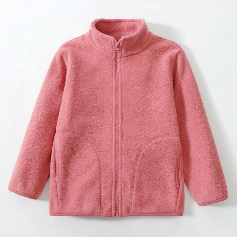 Autumn Winter Kids Outerwear Polar Fleece Jacket Zipper Thermal Coat for Boys Girls Solid Warm School Layering Cozy Tops Clothes