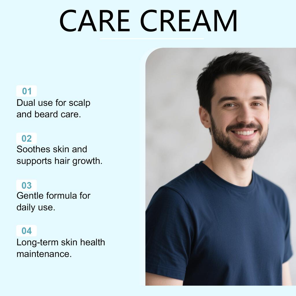 GleamXi Scalp and Beard Cream Gentle Nourishing Light Texture Beard Softening Daily Care 3.4 Fl Oz