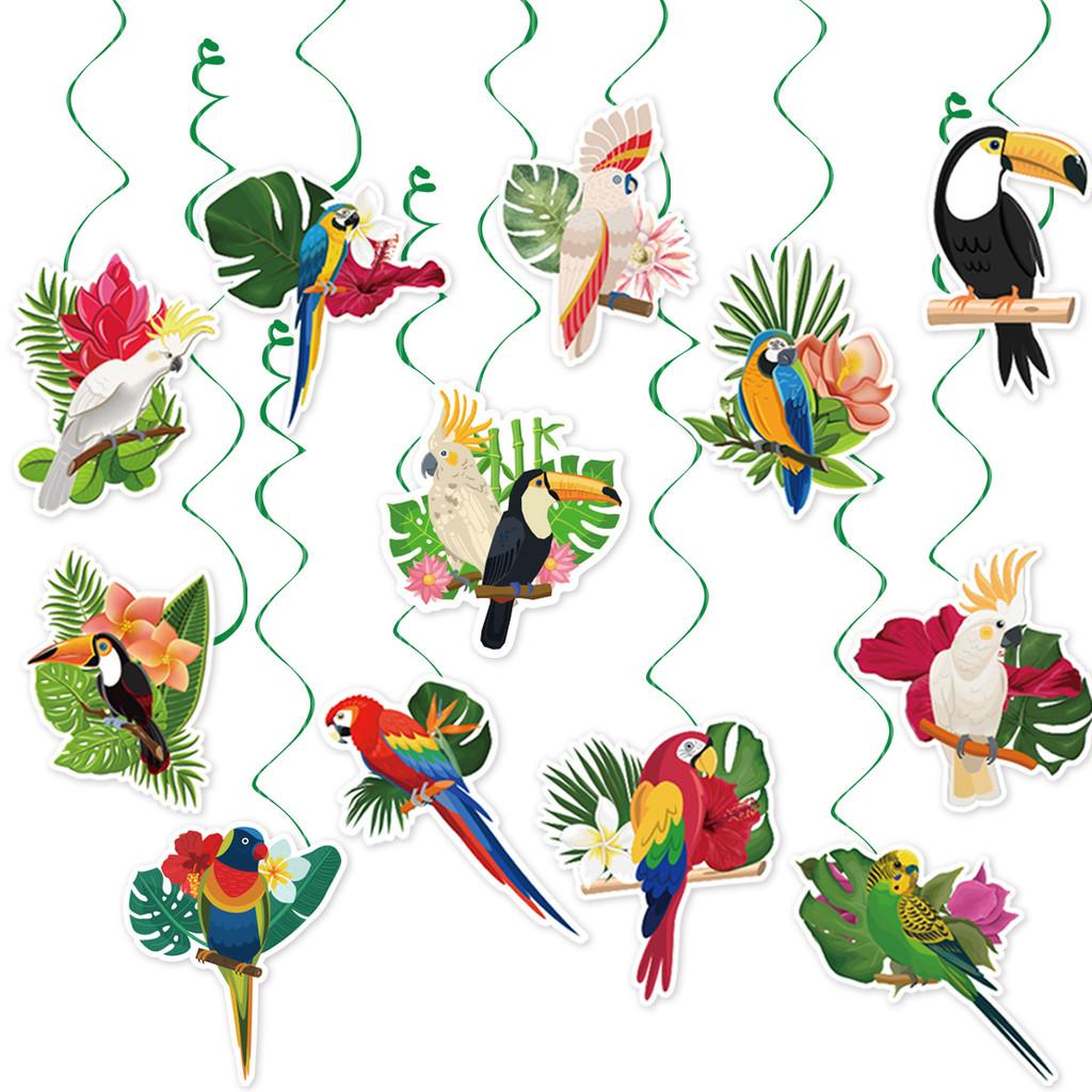 Rainforest Bird Tropical Spiral Hanging Decor For Celebration And Party Home