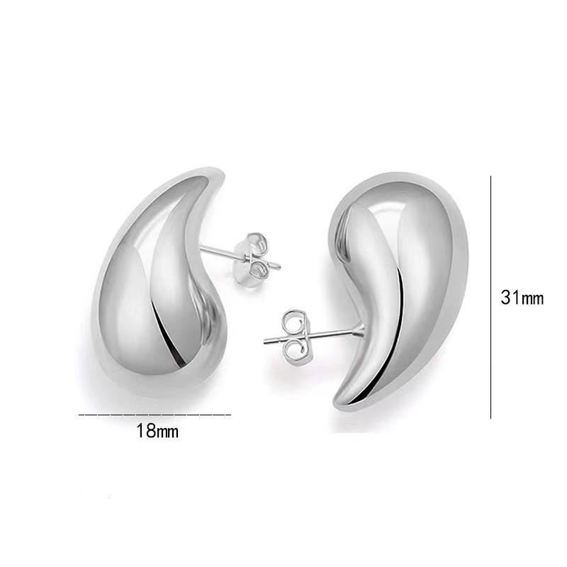 925 Silver Hollow Water Drop Earrings 18k Gold Plated Glossy Simple Jewelry Gift for Women