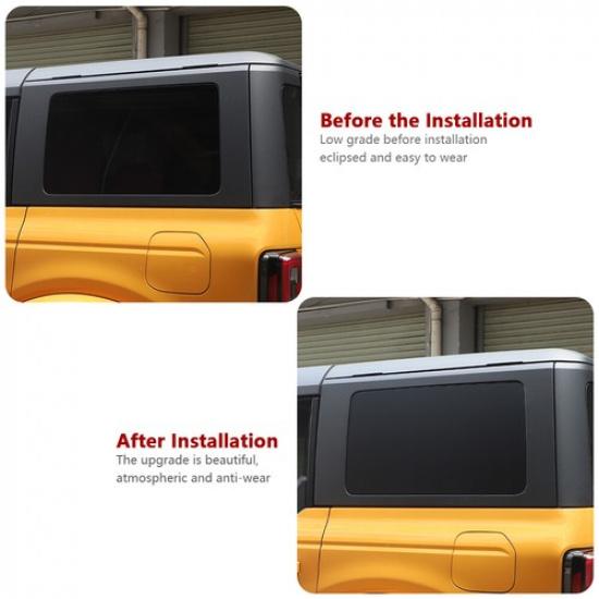 2PCS Exterior Rear Window Sticker Decal Trim  Fit for Bronco + Full Black