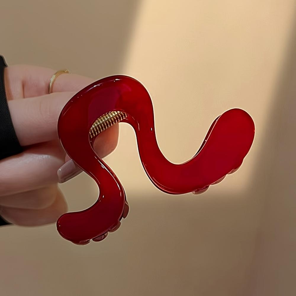 [Elegant Hair Clip] Large High-End Plastic Hair Clip, Bohemian Sweet Style Wavy Shark Clip | for Half Up Hairstyles, Elegant Hair Accessory