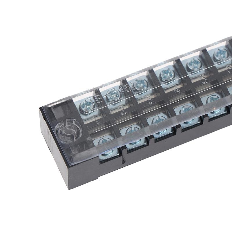 1Pcs Dual Row Barrier Screw Terminal Block Wire Connector 15A 600V For Tb Series 3 4 5 6 8 10 12 15 Positions Ways