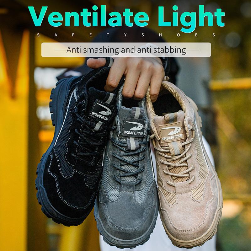 Safety Shoes Men Anti-smash Breathable Work Boots Steel Toe Cap Puncture-Proof Male Footwear