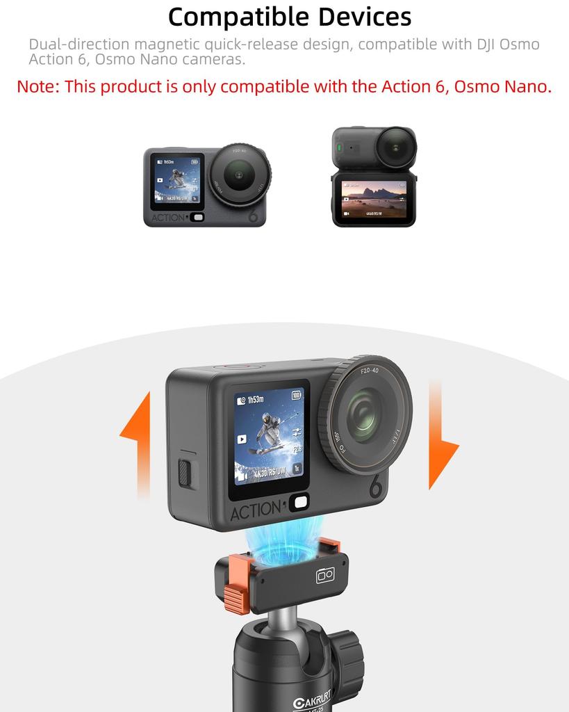 Mini for DJI Osmo Action Nano Magnetic Quick Telescopic Tabletop Tripod Tripod/Selfie Stick/Extension Rod/Monopod 6/Osmo - Release, 4-Section