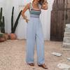 TIFICY Women's Fashion Casual Summer Spring Rhombus Print Sleeveless Suspenders High Waist Trousers Jumpsuits & Rompers