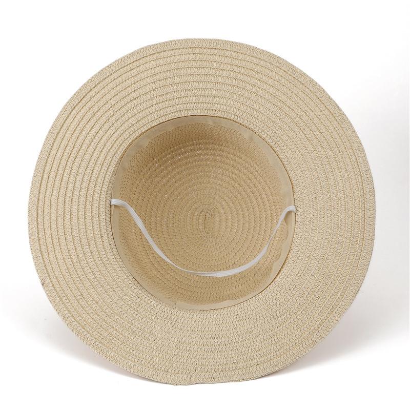 French Lolita Lace Straw Hat Women'S Summer Big Brim Shade Flat Top Top Hat Seaside Beach Shade