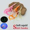 3PCS Glow In The Dark Soft Squid Skirts Lure with 2 Assist Hooks for Slow Pitch Jigging, Saltwater Fishing Trolling Bait (Orange Rose White)