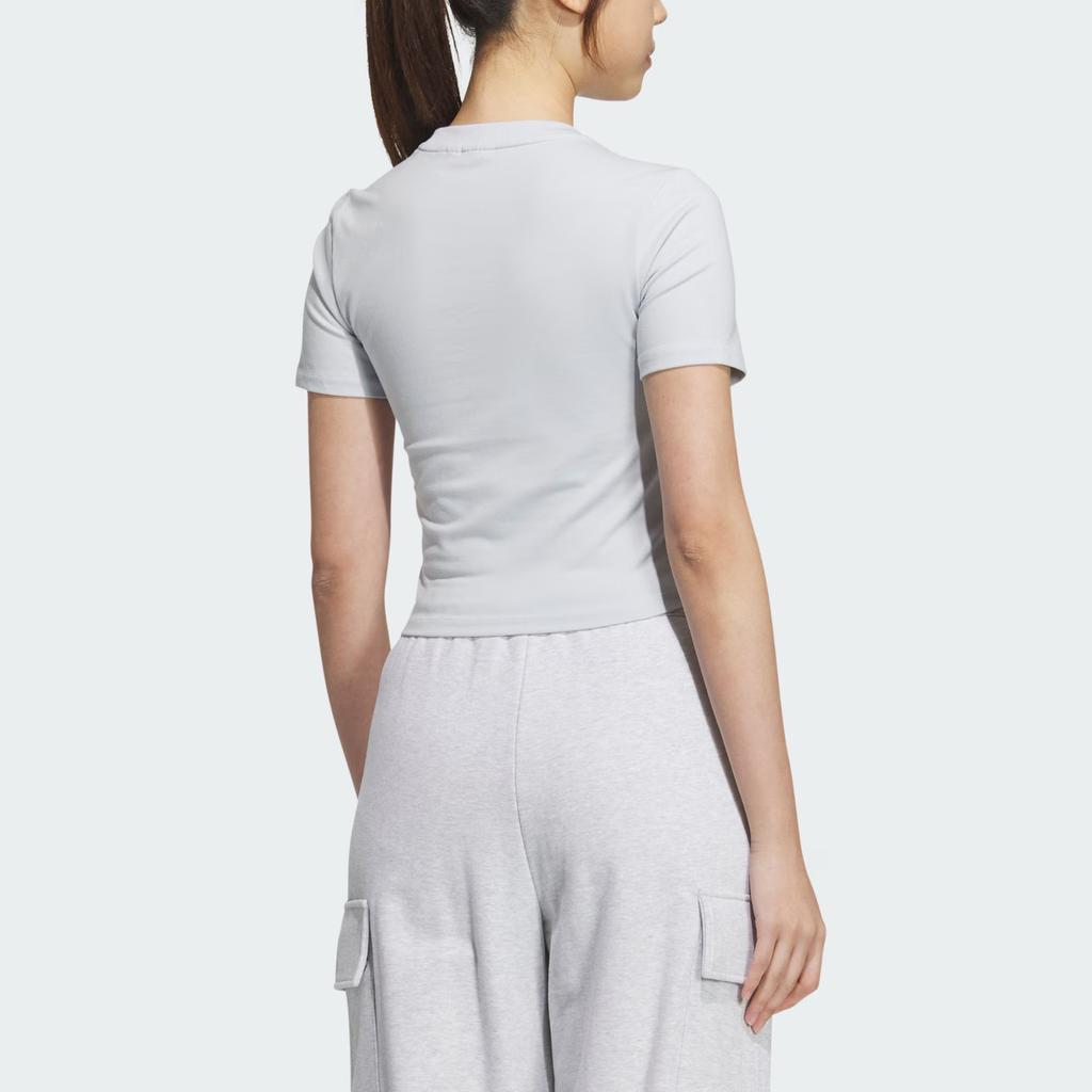 Adidas Originals City Skate Letter Sports Slim Fit Round Neck Short Sleeve T-Shirt Women Tops Light-Blue JN1681