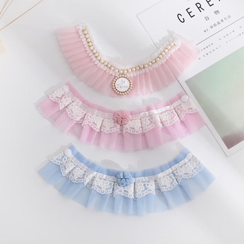 Pet Lace Pearl Collar: Plush Cat Necklace & Cute Dog Saliva Towel