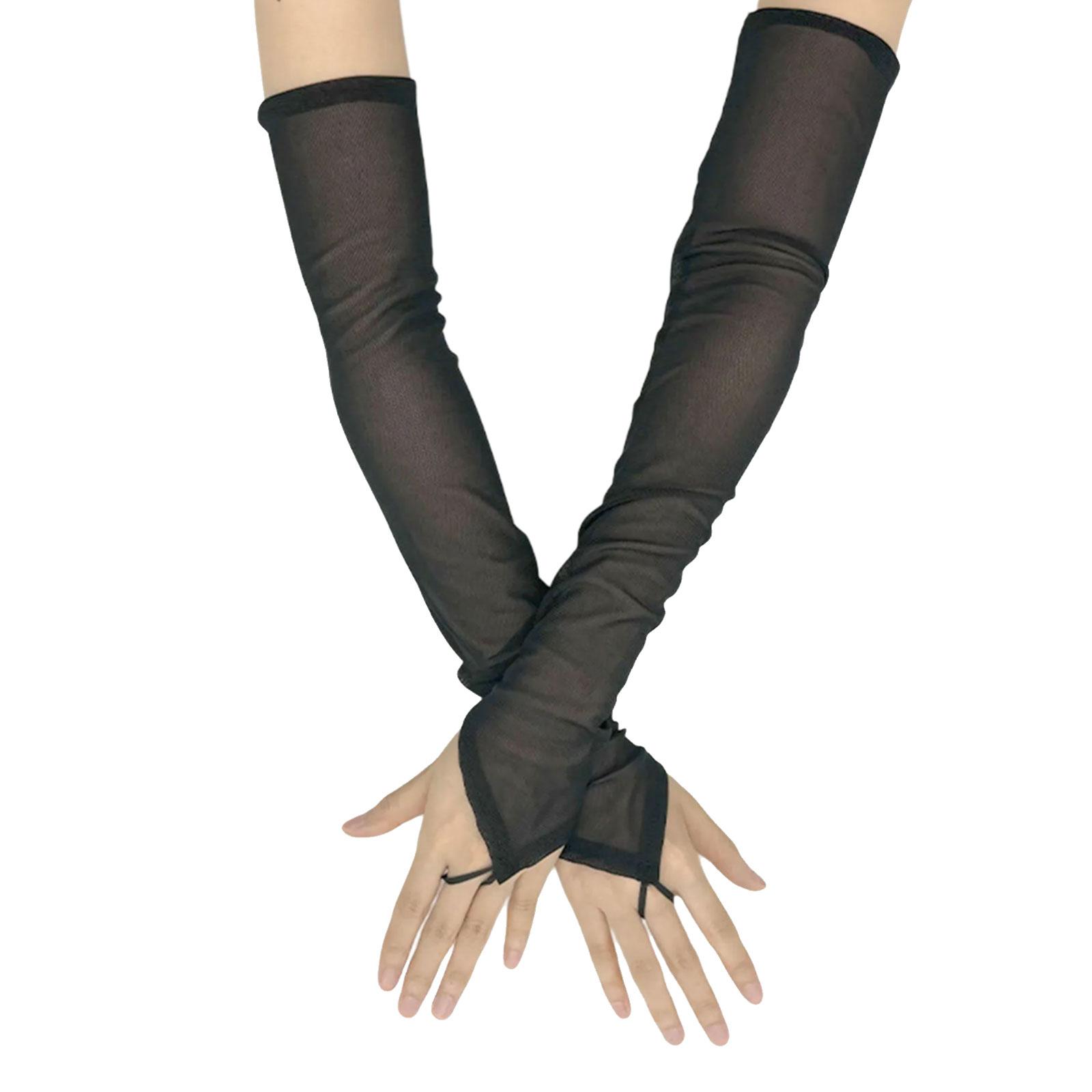 

Елегантні довгі тюлеві мітенки для жінок, для коктейльної вечірки, маскарадного костюма 1920-х років, рукавички для рук 1 чорний