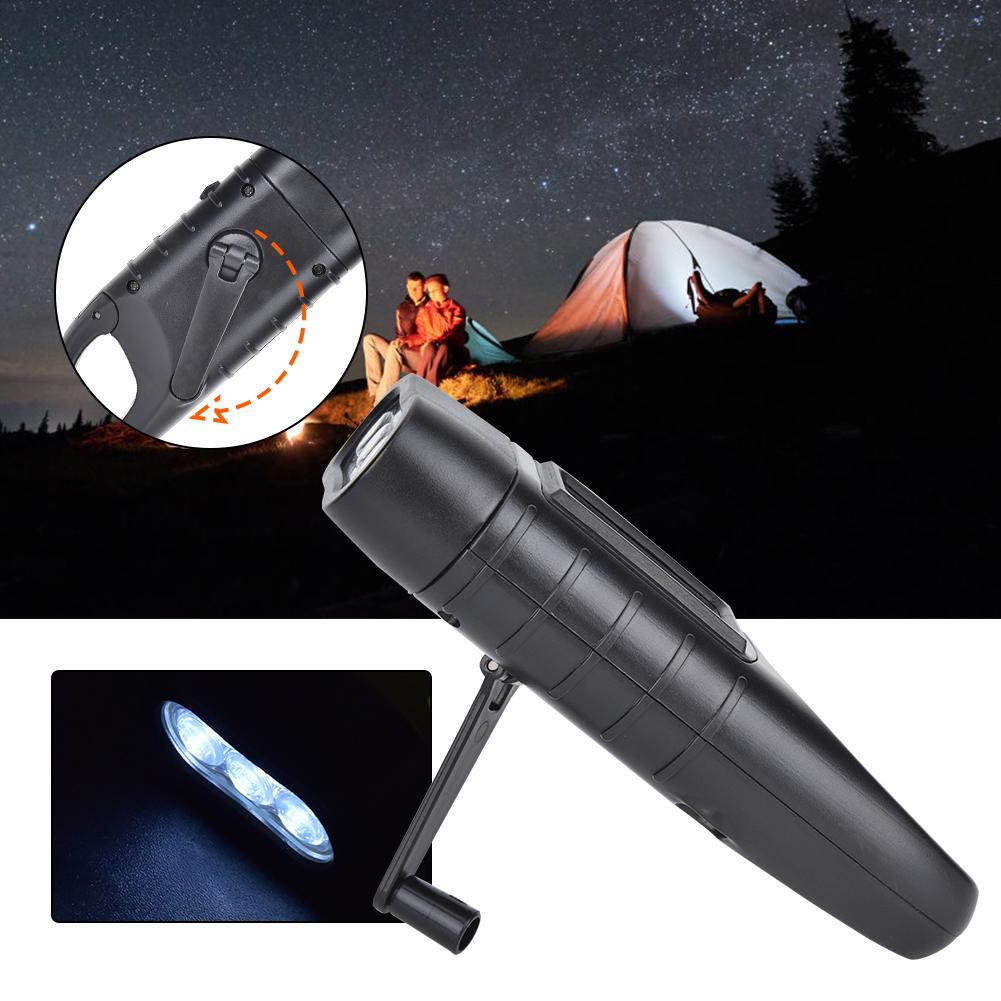 AT5503 ABS Plastic Solar Hand Crank Flashlight Emergency LED Portable Torch for Climbing
