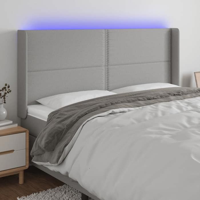 VidaXL LED Headboard Bedroom Furniture Double Bed Accessory Head of Bed Frame Interior Light Grey 3123930